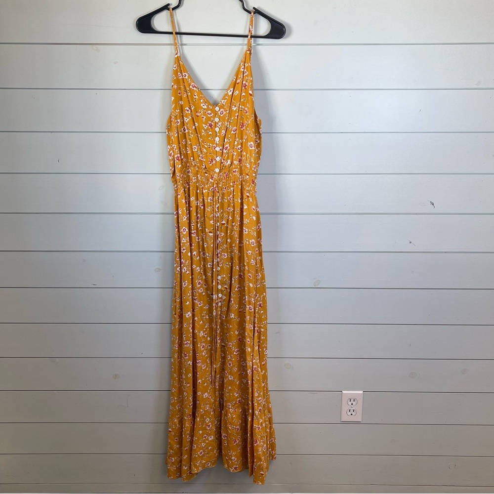 BTFBM yellow floral maxi dress women's size large‎